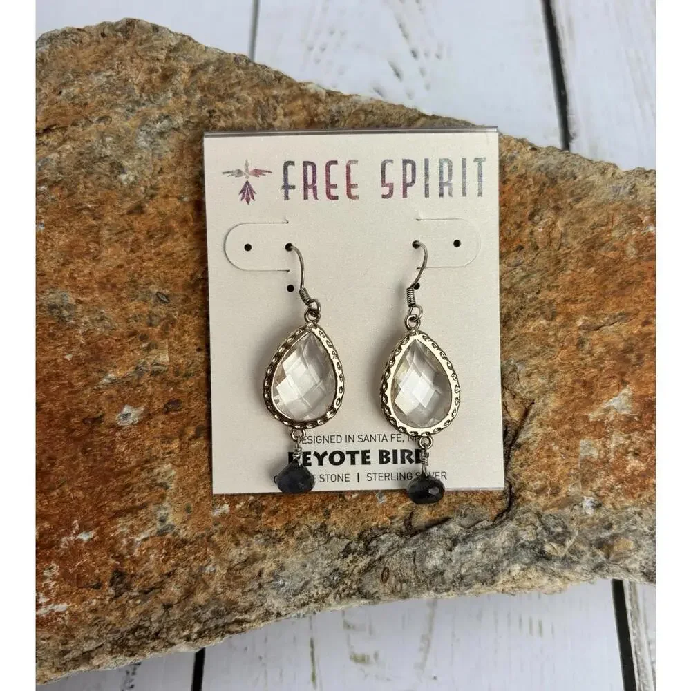 Peyote Bird Sterling Silver‎ Teardrop Quartzite Labradorite Dangle Earrings J049